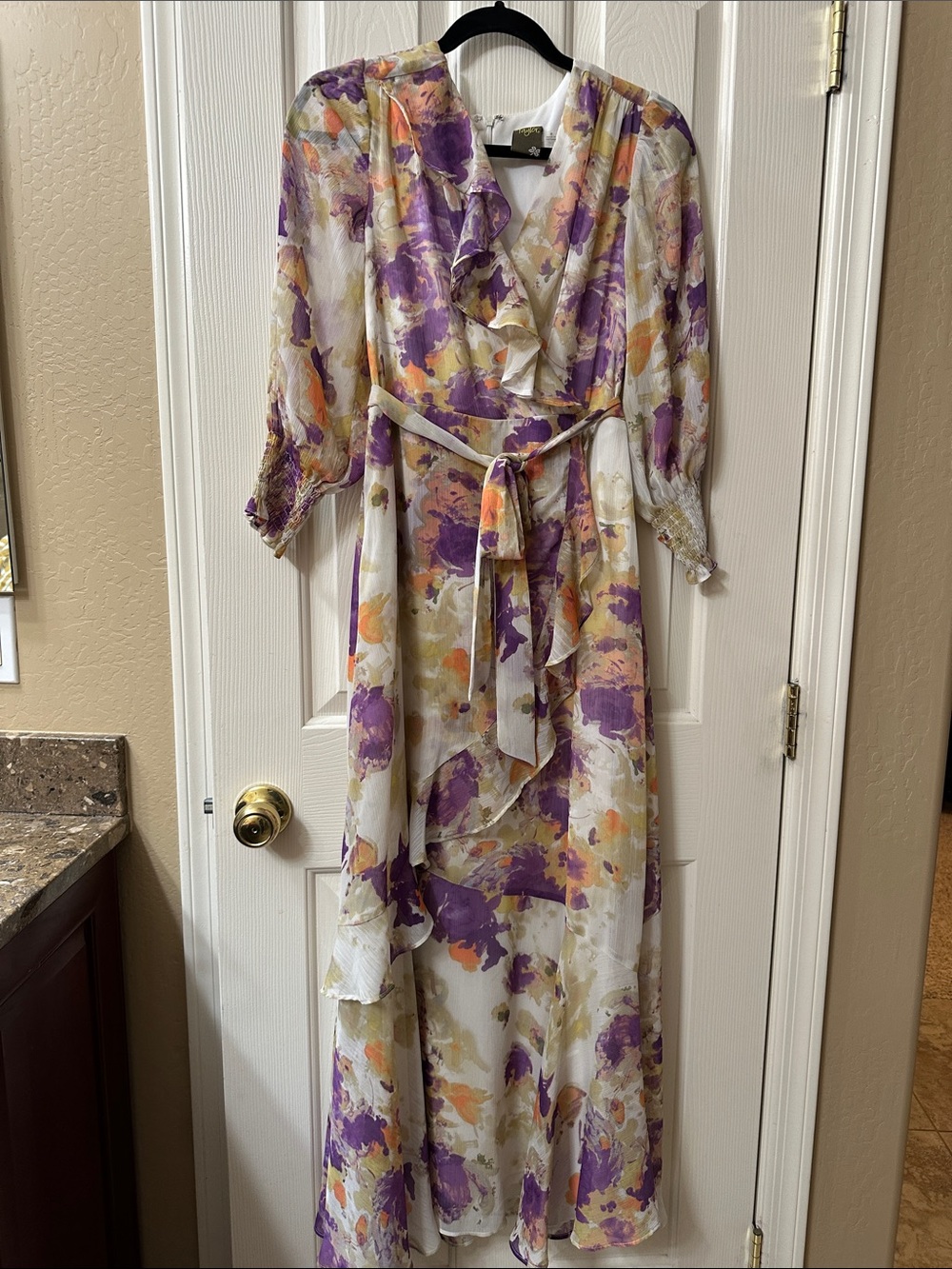 Taylor Floral Maxi Dress in Purple, Orange, Cream